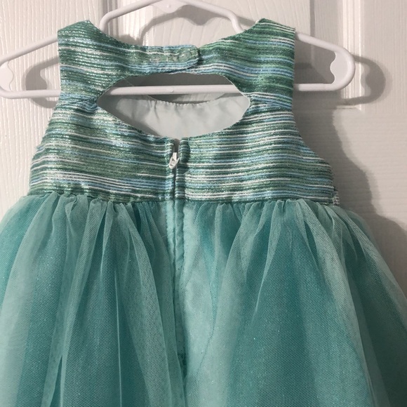 2 dresses for 2T girl 1 is aqua 1 is pink&yellow - Picture 2 of 6